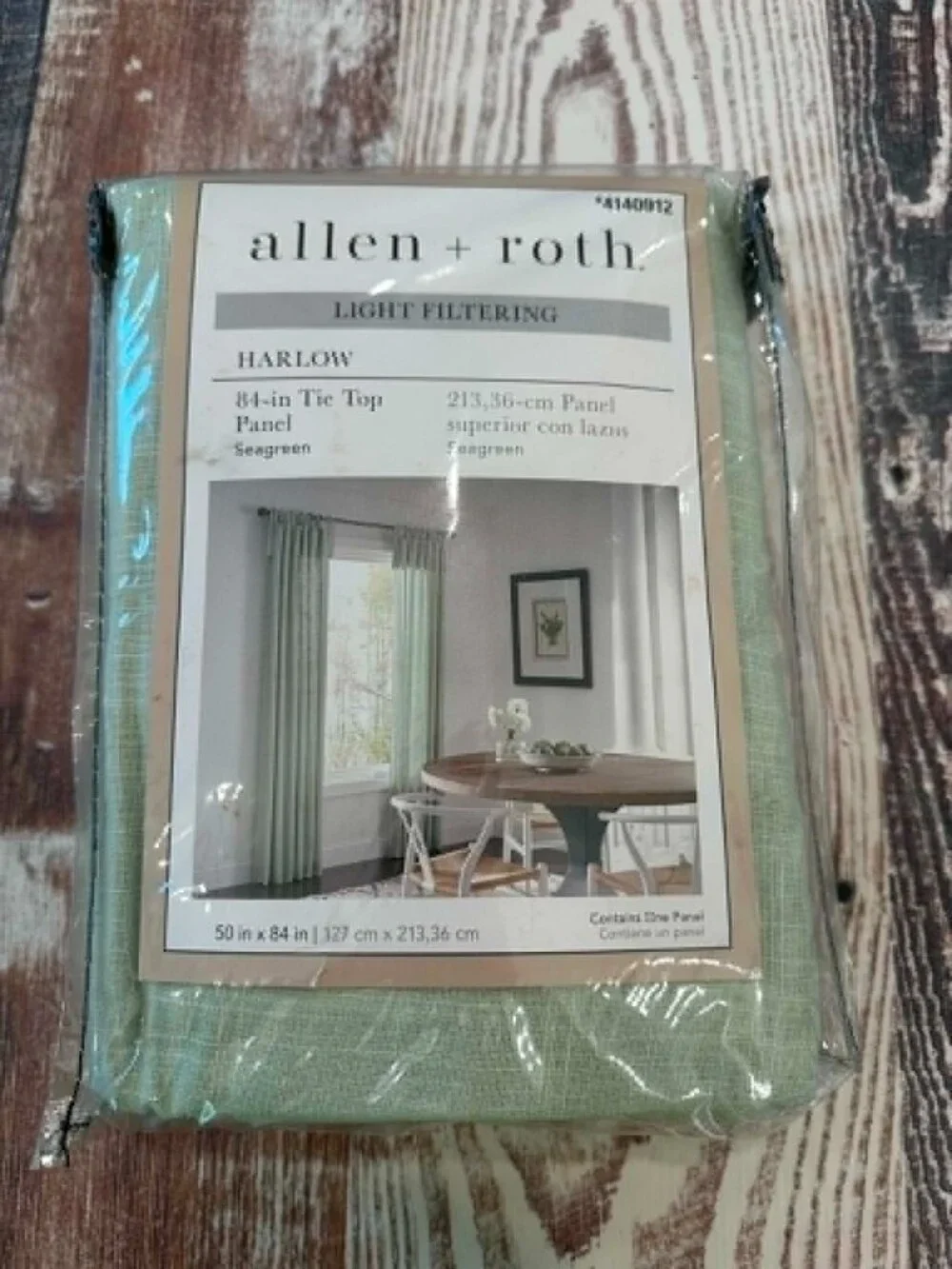 allen + roth Harlow Seagreen Light Filtering Tie Top Curtain Panel – 84